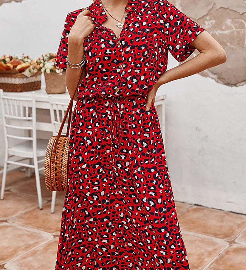 Robe col V avec imprimé pois