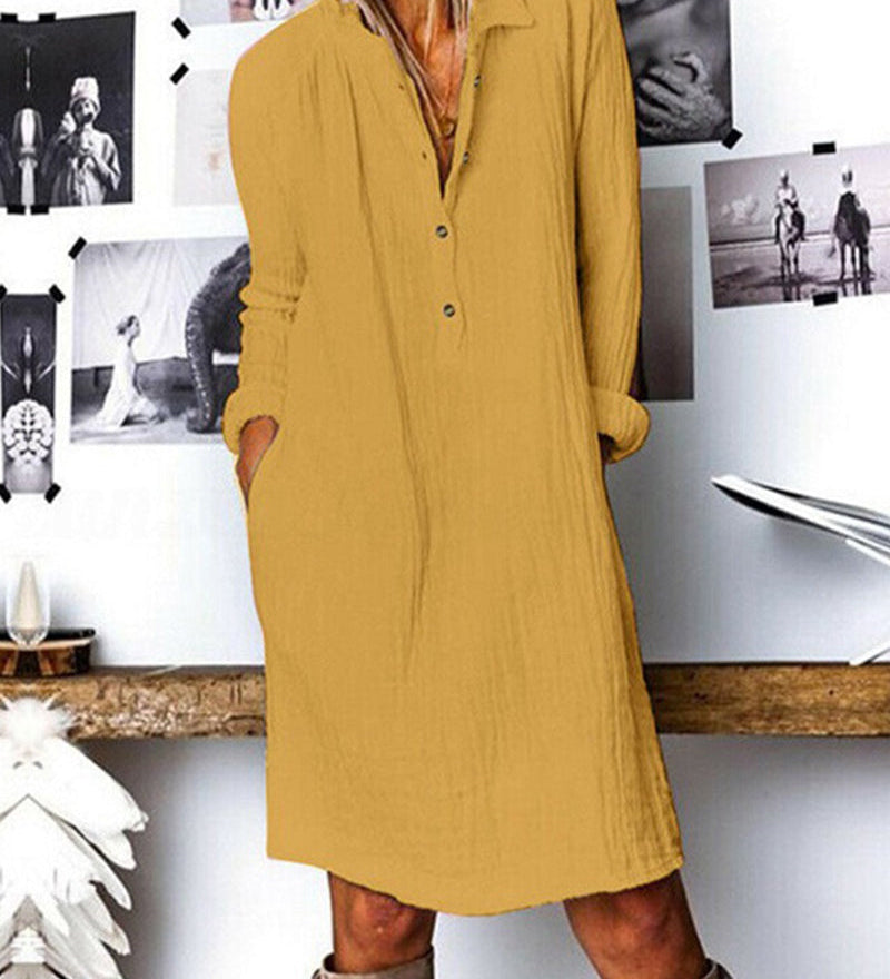 Robe de couleur unie à manches longues