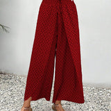 Pantalon large à cordon élastiqué à imprimé géométrique
