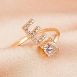 Bague ouverte en zircone avec initiales