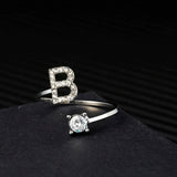 Bague ouverte en zircone avec initiales