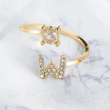 Bague ouverte en zircone avec initiales
