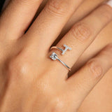 Bague ouverte en zircone avec initiales