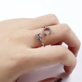 Bague ouverte en zircone avec initiales
