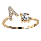 Bague ouverte en zircone avec initiales
