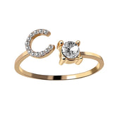 Bague ouverte en zircone avec initiales
