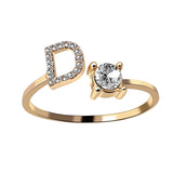 Bague ouverte en zircone avec initiales