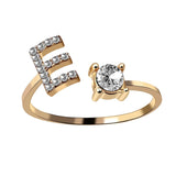 Bague ouverte en zircone avec initiales
