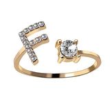 Bague ouverte en zircone avec initiales