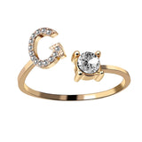 Bague ouverte en zircone avec initiales