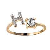 Bague ouverte en zircone avec initiales