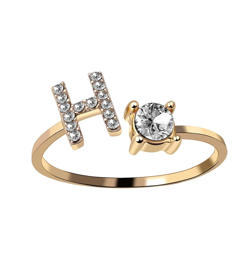 Bague ouverte en zircone avec initiales