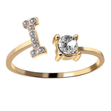 Bague ouverte en zircone avec initiales