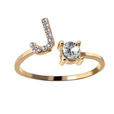 Bague ouverte en zircone avec initiales