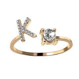 Bague ouverte en zircone avec initiales