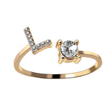 Bague ouverte en zircone avec initiales