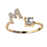Bague ouverte en zircone avec initiales