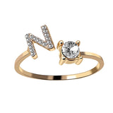Bague ouverte en zircone avec initiales
