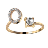 Bague ouverte en zircone avec initiales