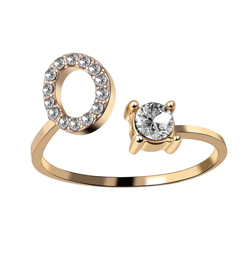 Bague ouverte en zircone avec initiales