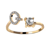 Bague ouverte en zircone avec initiales