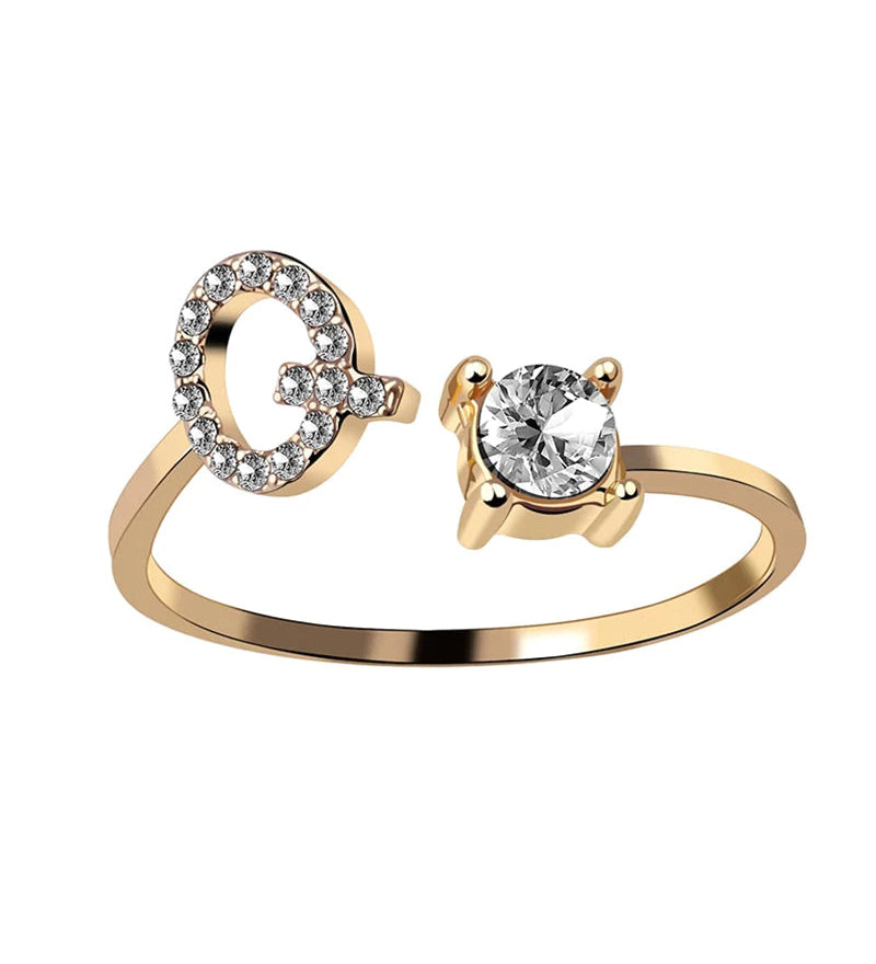 Bague ouverte en zircone avec initiales