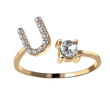 Bague ouverte en zircone avec initiales