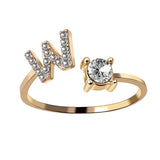 Bague ouverte en zircone avec initiales