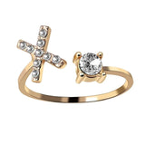 Bague ouverte en zircone avec initiales