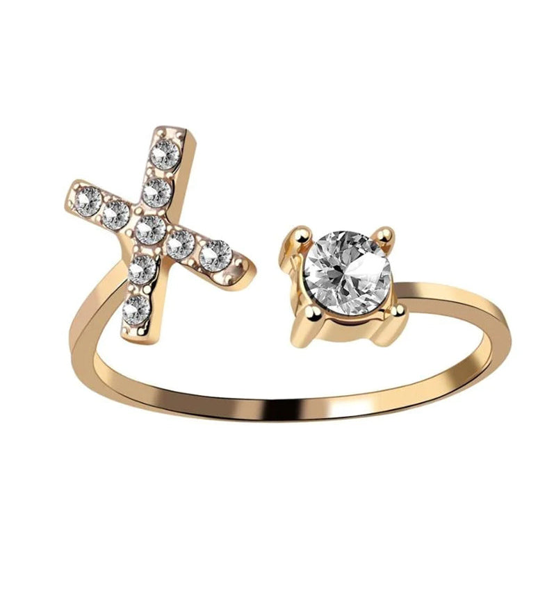 Bague ouverte en zircone avec initiales