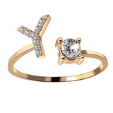 Bague ouverte en zircone avec initiales