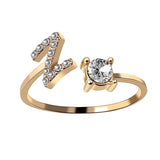 Bague ouverte en zircone avec initiales
