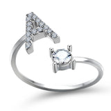 Bague ouverte en zircone avec initiales