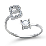 Bague ouverte en zircone avec initiales