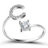 Bague ouverte en zircone avec initiales