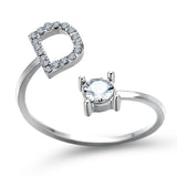 Bague ouverte en zircone avec initiales