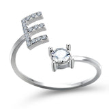 Bague ouverte en zircone avec initiales
