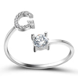 Bague ouverte en zircone avec initiales