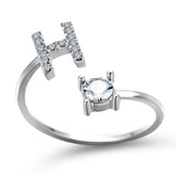 Bague ouverte en zircone avec initiales