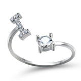 Bague ouverte en zircone avec initiales