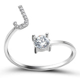 Bague ouverte en zircone avec initiales