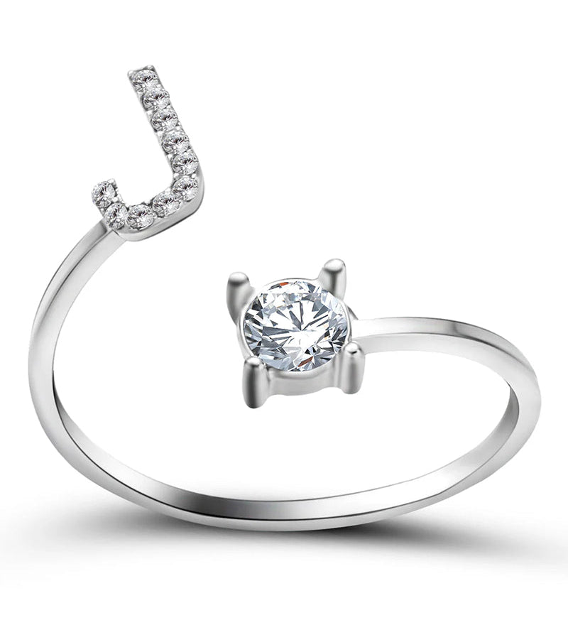 Bague ouverte en zircone avec initiales