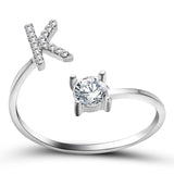 Bague ouverte en zircone avec initiales