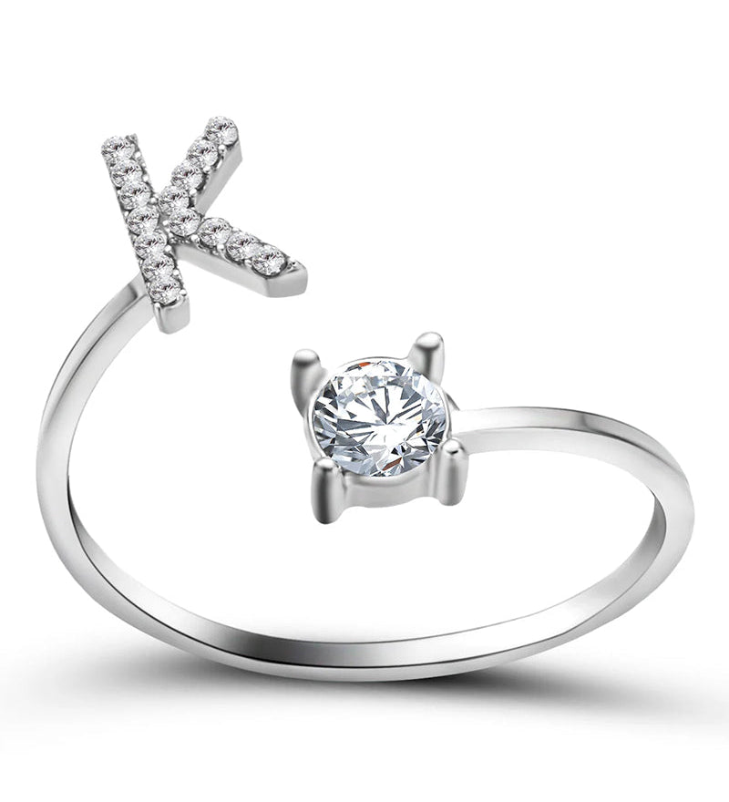 Bague ouverte en zircone avec initiales