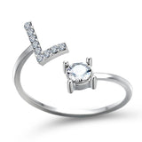 Bague ouverte en zircone avec initiales