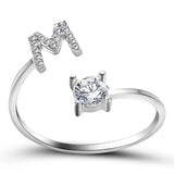 Bague ouverte en zircone avec initiales