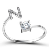 Bague ouverte en zircone avec initiales