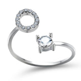 Bague ouverte en zircone avec initiales
