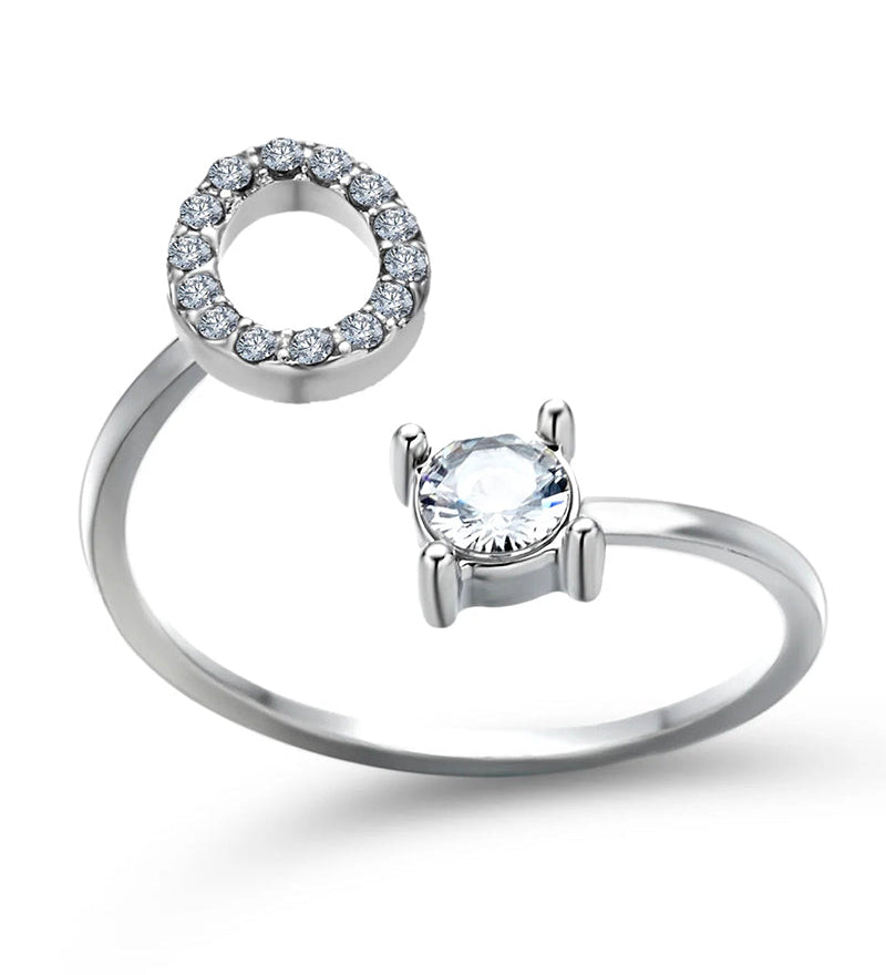 Bague ouverte en zircone avec initiales