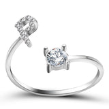 Bague ouverte en zircone avec initiales